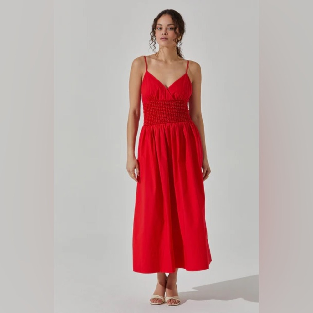 ASTR/RUCHED.COTTON.MIDI.DRESS